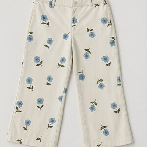 Bagatelle Collection Women’s Floral Pants Size 10 Cream Blue Cottagecore